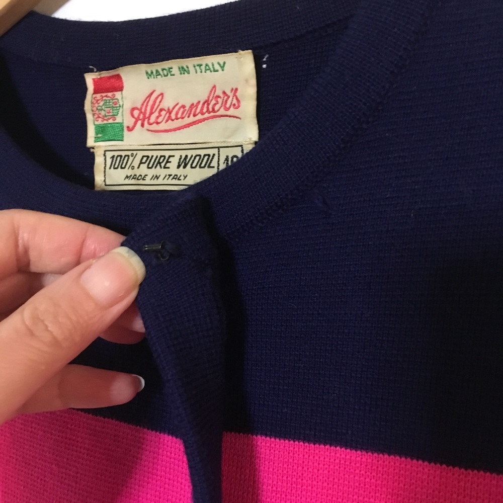 Vintage 60s striped wool cardigan sweater - Picture 5 of 6